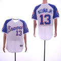 Custom Fan-Made Ronald Acuna Jr Atlanta Braves #13 White Throwback Baseball Jersey