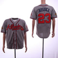 Custom Fan-Made David Justice Atlanta Braves #23 Grey 1995 Throwback Baseball Jersey