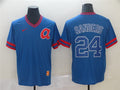 Custom Fan-Made Deion Sanders Atlanta Braves #24 Blue Throwback Baseball Jersey