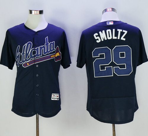 Custom Fan-Made John Smoltz Atlanta Braves #29 Blue Baseball Jersey