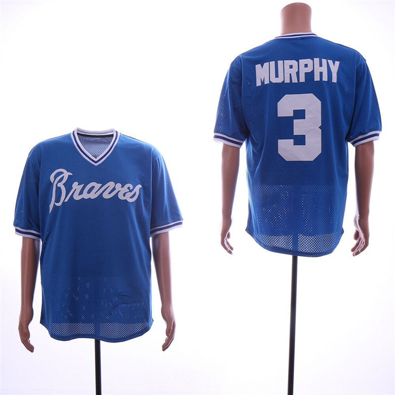 Custom Fan-Made Dale Murphy Atlanta Braves #3 Blue Throwback Baseball Jersey