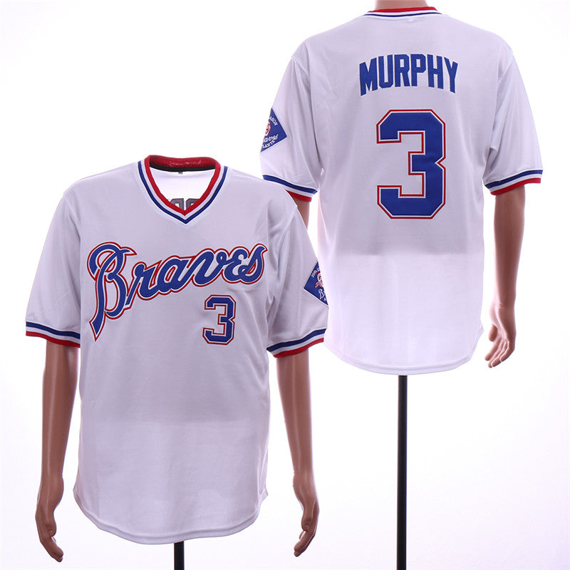 Custom Fan-Made Dale Murphy Atlanta Braves #3 White Throwback Baseball Jersey