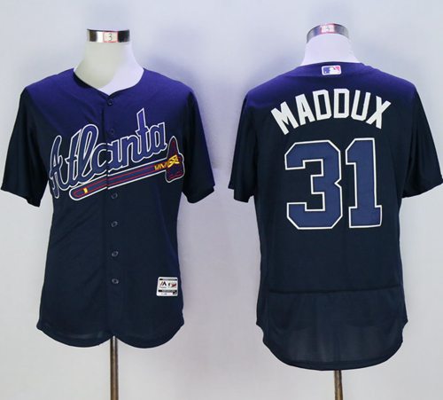 Custom Fan-Made Greg Maddux Atlanta Braves #31 Blue Baseball Jersey