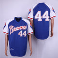 Custom Fan-Made Hank Aaron Atlanta Braves #44 Blue 1973 Throwback Baseball Jersey