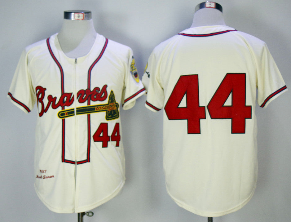 Custom Fan-Made Hank Aaron Atlanta Braves #44 1957 Baseball Jersey