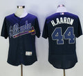 Custom Fan-Made Hank Aaron Atlanta Braves #44 Blue Baseball Jersey
