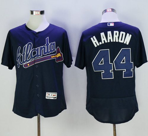 Custom Fan-Made Hank Aaron Atlanta Braves #44 Blue Baseball Jersey