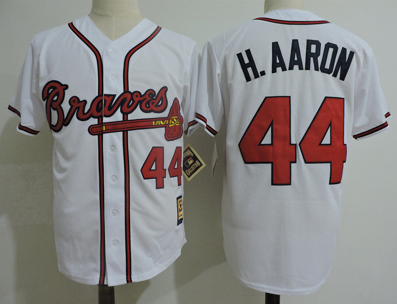 Custom Fan-Made Hank Aaron Atlanta Braves #44 White Baseball Jersey