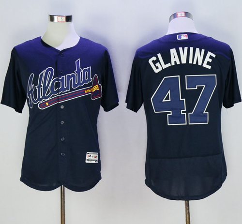 Custom Fan-Made Tom Glavine Atlanta Braves #47 Blue Baseball Jersey