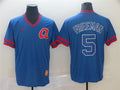 Custom Fan-Made Freddie Freeman Atlanta Braves #5 Blue Throwback Baseball Jersey