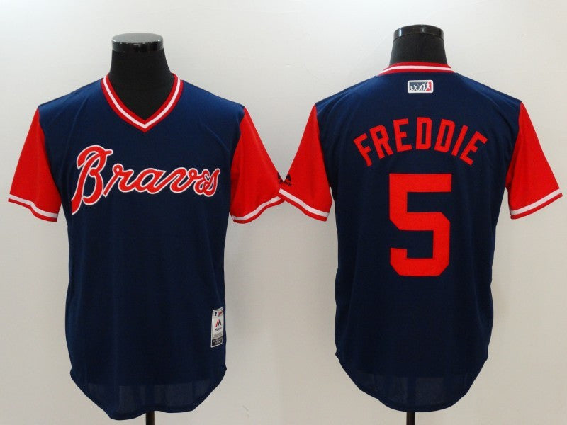 Custom Fan-Made Freddie Freeman Freddie Atlanta Braves #5 Navy 2017 Baseball Jersey