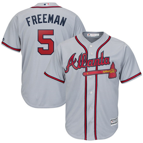 Custom Fan-Made Freddie Freeman Atlanta Braves #5 Grey Baseball Jersey