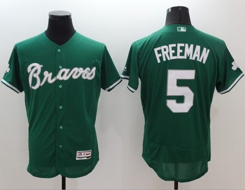 Custom Fan-Made Freddie Freeman Celtic Atlanta Braves #5 Green Baseball Jersey