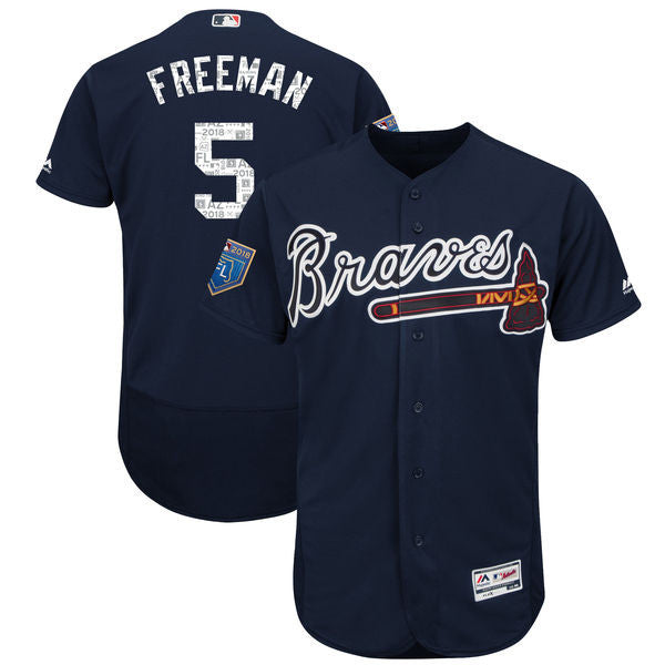Custom Fan-Made Freddie Freeman Spring Training Atlanta Braves #5 Navy 2018 Baseball Jersey