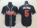 Custom Fan-Made Freddie Freeman Atlanta Braves #5 Navy Baseball Jersey
