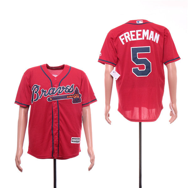 Custom Fan-Made Freddie Freeman Atlanta Braves #5 Red Baseball Jersey