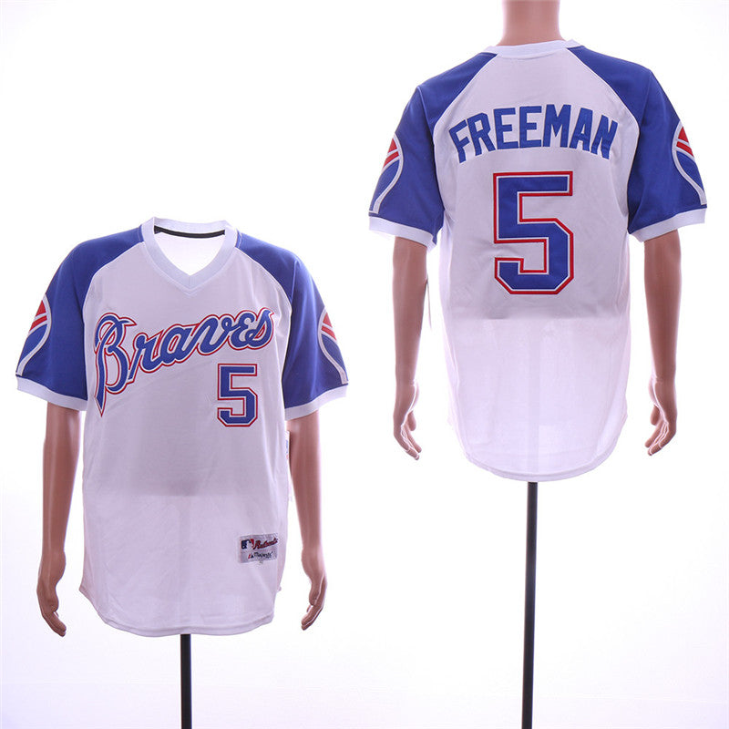 Custom Fan-Made Freddie Freeman Atlanta Braves #5 White Throwback Baseball Jersey