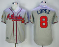 Custom Fan-Made Javier Lopez Atlanta Braves #8 Grey Throwback Baseball Jersey