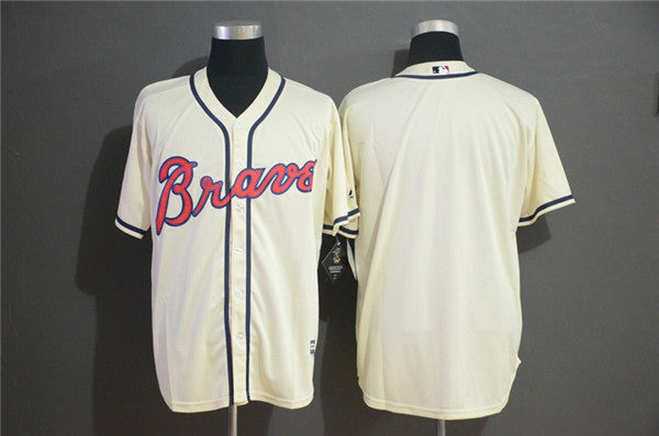 Custom Fan-Made Cream Atlanta Braves Baseball Jersey Atlanta Braves Baseball Jersey