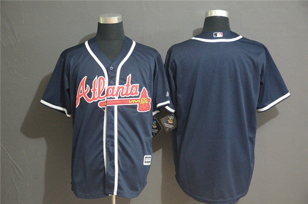 Custom Fan-Made Navy Atlanta Braves Baseball Jersey Atlanta Braves Navy Baseball Jersey