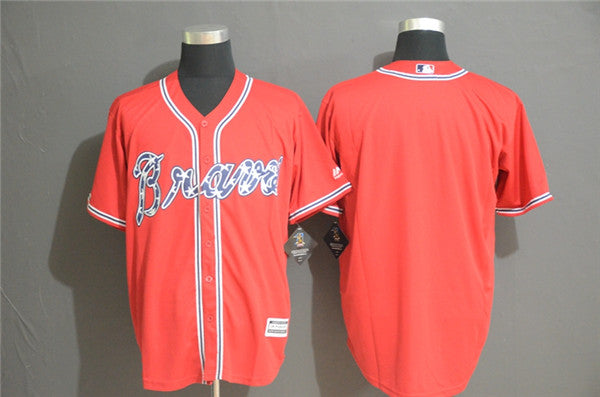 Custom Fan-Made Red Atlanta Braves Baseball Jersey Atlanta Braves Red Baseball Jersey