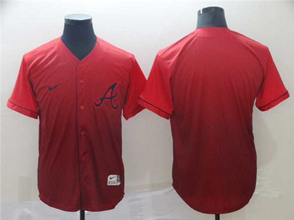 Custom Fan-Made Red Atlanta Braves Baseball Jersey Atlanta Braves Red Baseball Jersey