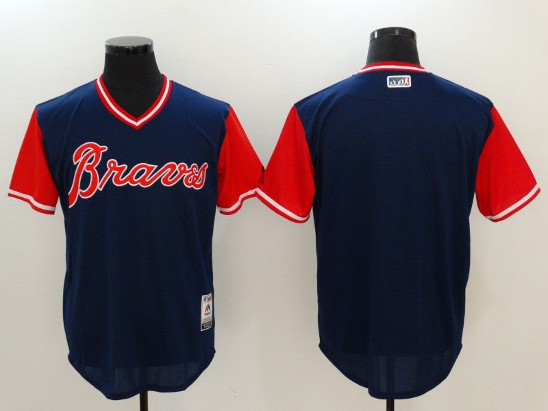 Custom Fan-Made Navy 2017 Atlanta Braves Baseball Jersey Atlanta Braves Navy 2017 Baseball Jersey
