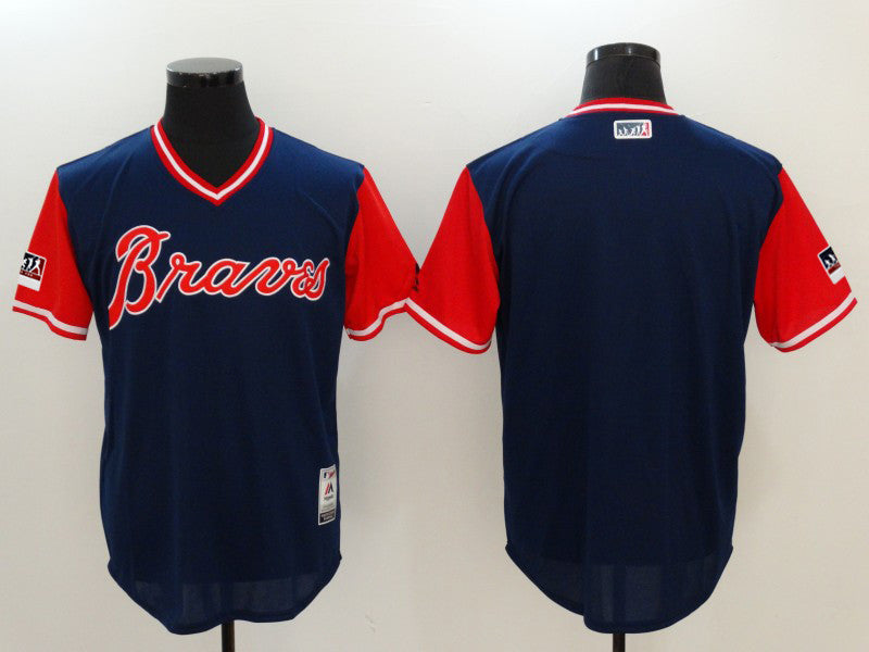 Custom Fan-Made Navy 2018 Atlanta Braves Baseball Jersey Atlanta Braves Navy 2018 Baseball Jersey