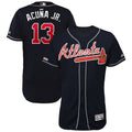 Custom Fan-Made Ronald Acuna Jr Navy Atlanta Braves Baseball Jersey Atlanta Braves Navy Baseball Jersey