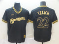 Custom Fan-Made Christian Yelich Milwaukee Brewers #22 Black Baseball Jersey
