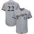 Custom Fan-Made Christian Yelich Milwaukee Brewers #22 Grey Baseball Jersey