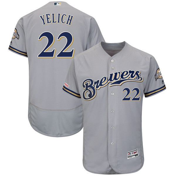 Custom Fan-Made Christian Yelich Milwaukee Brewers #22 Grey Baseball Jersey
