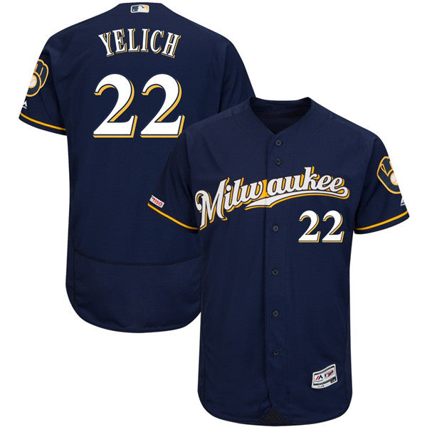 Custom Fan-Made Christian Yelich Milwaukee Brewers #22 Navy Baseball Jersey