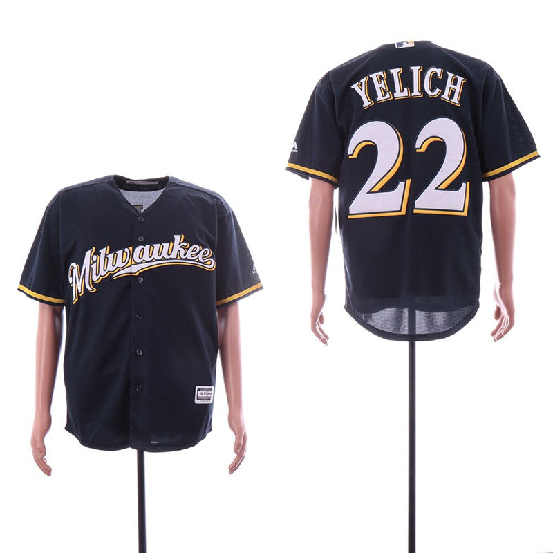 Custom Fan-Made Christian Yelich Milwaukee Brewers #22 Navy Baseball Jersey