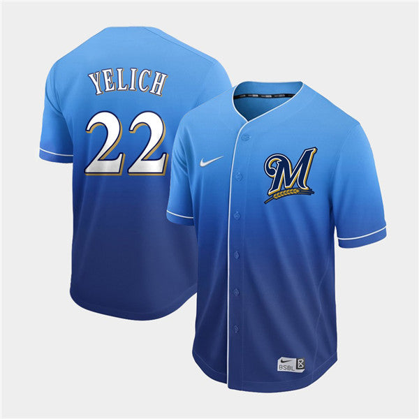 Custom Fan-Made Christian Yelich Milwaukee Brewers #22 Baseball Jersey