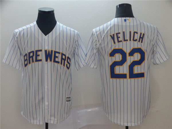 Custom Fan-Made Christian Yelich Milwaukee Brewers #22 White Baseball Jersey