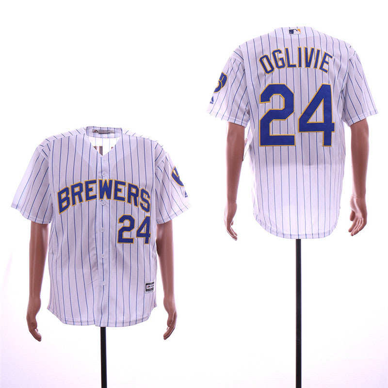 Custom Fan-Made Ben Oglivie Milwaukee Brewers #24 White Baseball Jersey