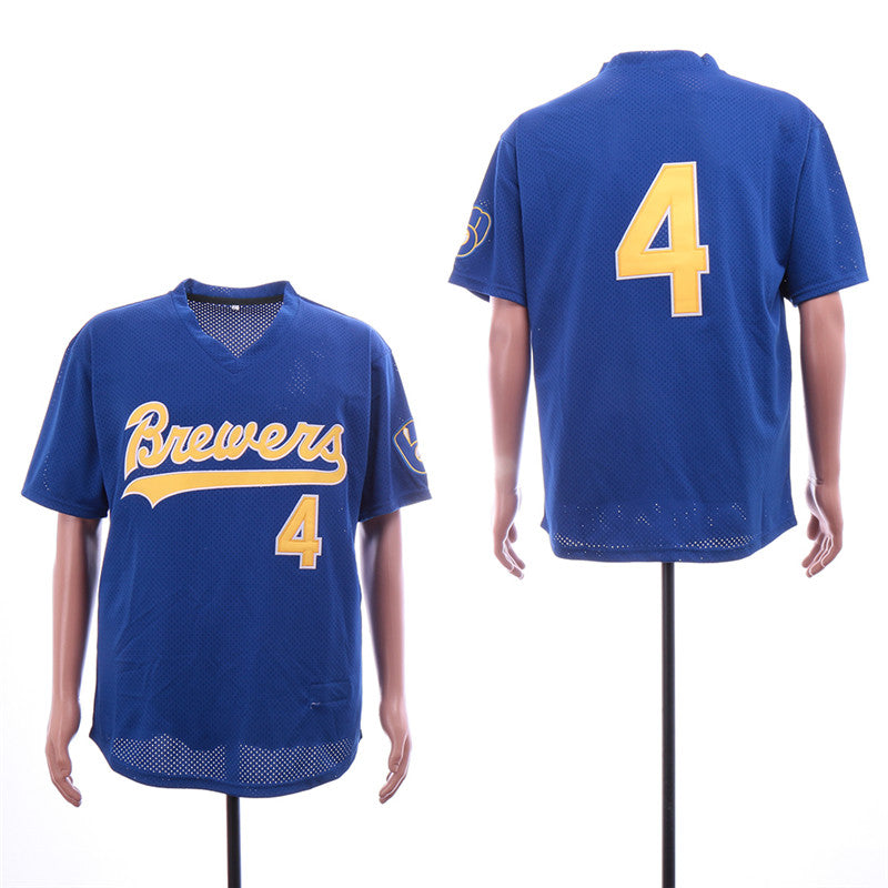 Custom Fan-Made Paul Molitor Milwaukee Brewers #4 Throwback Baseball Jersey