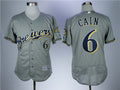 Custom Fan-Made Lorenzo Cain Gary Milwaukee Brewers #6 Baseball Jersey