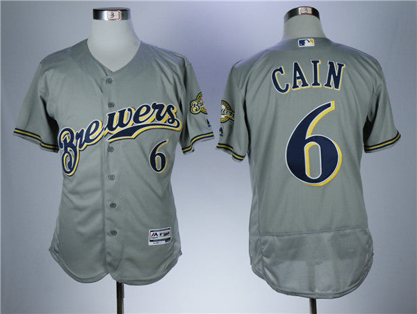 Custom Fan-Made Lorenzo Cain Gary Milwaukee Brewers #6 Baseball Jersey