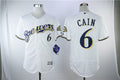 Custom Fan-Made Lorenzo Cain Milwaukee Brewers #6 White Baseball Jersey