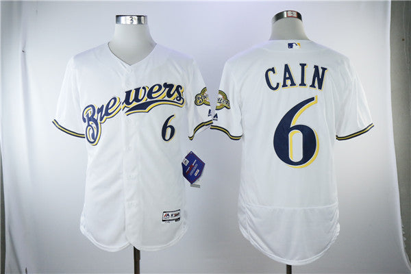 Custom Fan-Made Lorenzo Cain Milwaukee Brewers #6 White Baseball Jersey