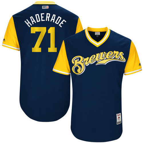Custom Fan-Made Josh Hader Haderade Milwaukee Brewers #71 Navy 2017 Baseball Jersey