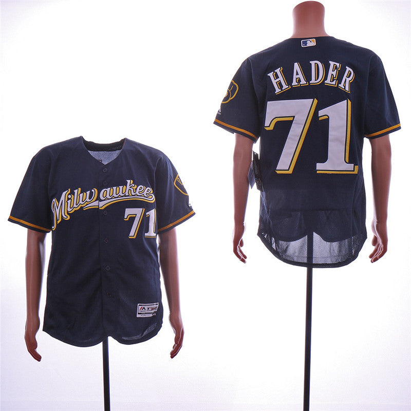 Custom Fan-Made Josh Hader Milwaukee Brewers #71 Navy Baseball Jersey
