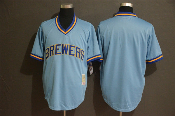 Custom Fan-Made Blue Milwaukee Brewers Baseball Jersey Milwaukee Brewers Blue Baseball Jersey