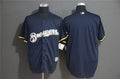 Custom Fan-Made Navy Milwaukee Brewers Baseball Jersey Milwaukee Brewers Navy Baseball Jersey