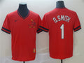 Custom Fan-Made O.Smith Red Throwback St. Louis Cardinals Baseball Jersey St. Louis Cardinals Red Throwback Baseball Jersey