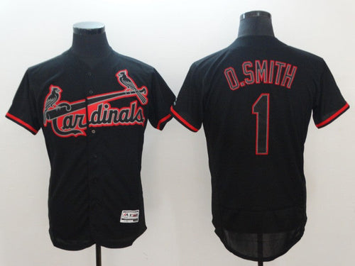 Custom Fan-Made Ozzie Smith St. Louis Cardinals #1 Black Baseball Jersey