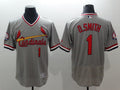 Custom Fan-Made Ozzie Smith St. Louis Cardinals #1 Grey Baseball Jersey
