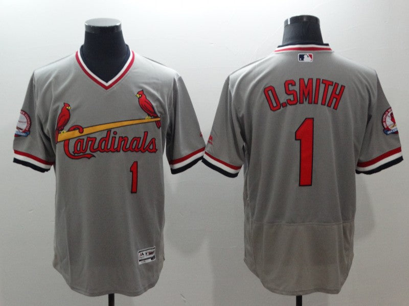 Custom Fan-Made Ozzie Smith St. Louis Cardinals #1 Grey Baseball Jersey